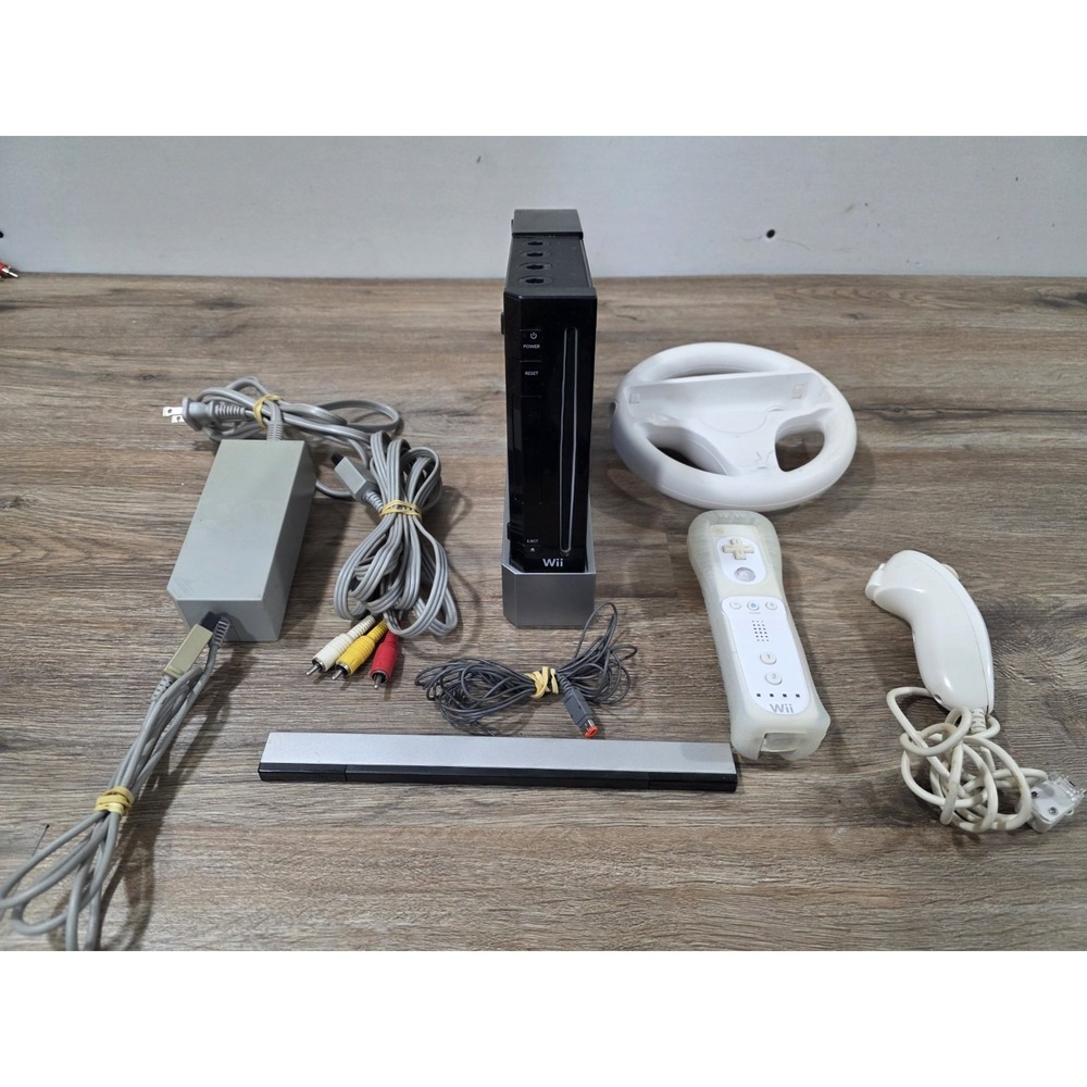Nintendo Wii Black Console Bundle RVL-001 – Backwards Compatible with GameCube